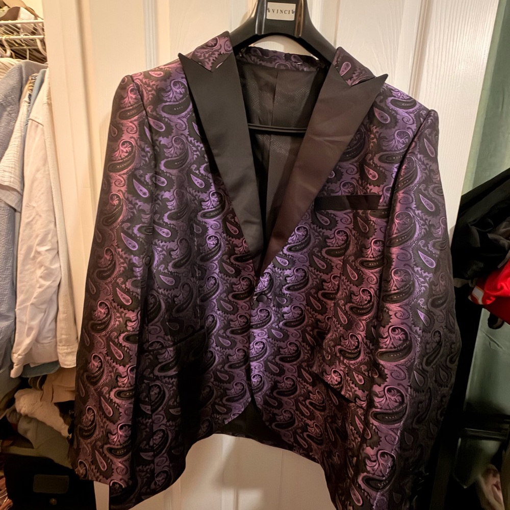 Black and Purple Paisley Men’s Blazer - Kilburne-Finch Formal Wear